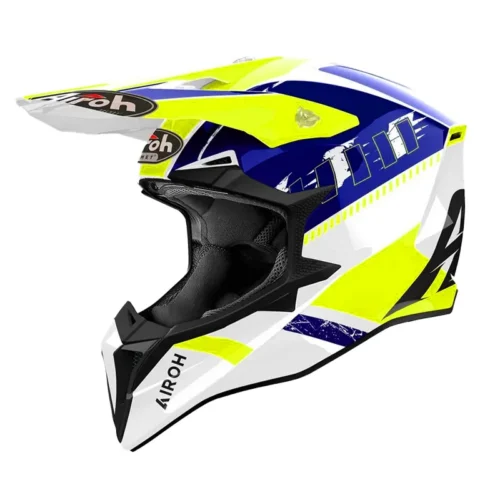 Casco Airoh Wraaap Feel Amarillo Azul
