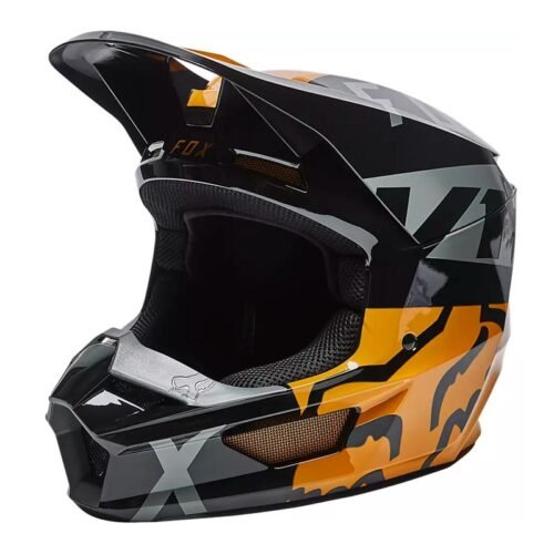 Casco Fox V1 Skew Negro Dorado