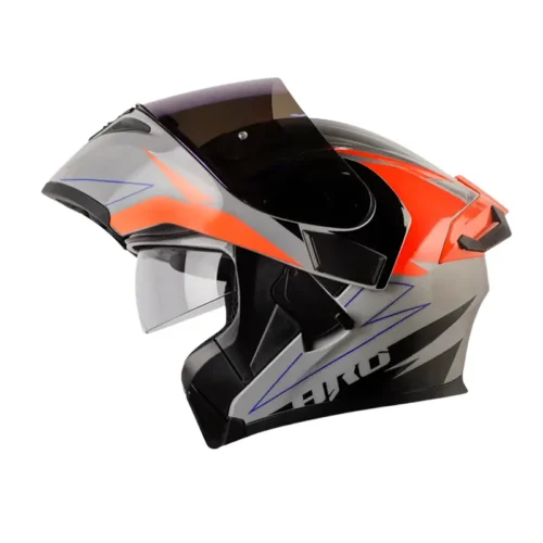 Casco Hro 3400Dv Evo Breaks Gris Naranja Visor Iridium Azul