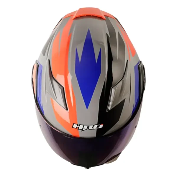 Casco Hro 3400Dv Evo Breaks Gris Naranja Visor Iridium Azul