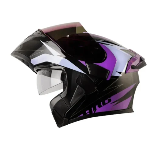 Casco Hro 3400Dv Evo Breaks Negro Morado Visor Iridium Morado