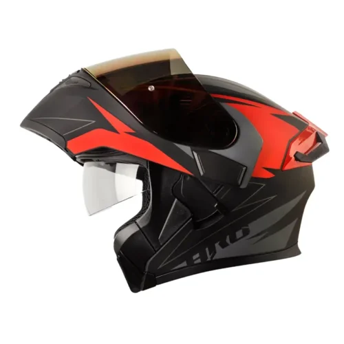 Casco Hro 3400Dv Evo Breaks Negro Rojo Visor Iridium Rojo