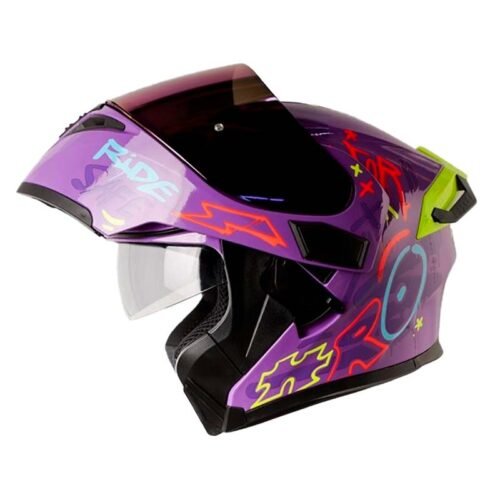 Casco Hro 3400Dv Evo Destroy Morado Amarillo Visor Iridium Morado