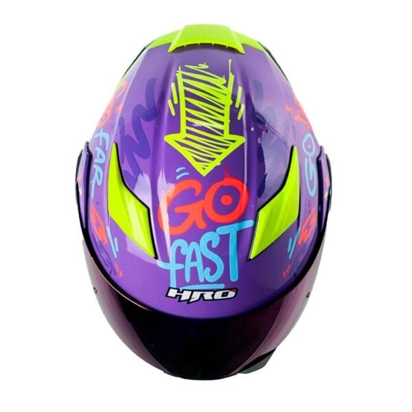 Casco Hro 3400Dv Evo Destroy Morado Amarillo Visor Iridium Morado