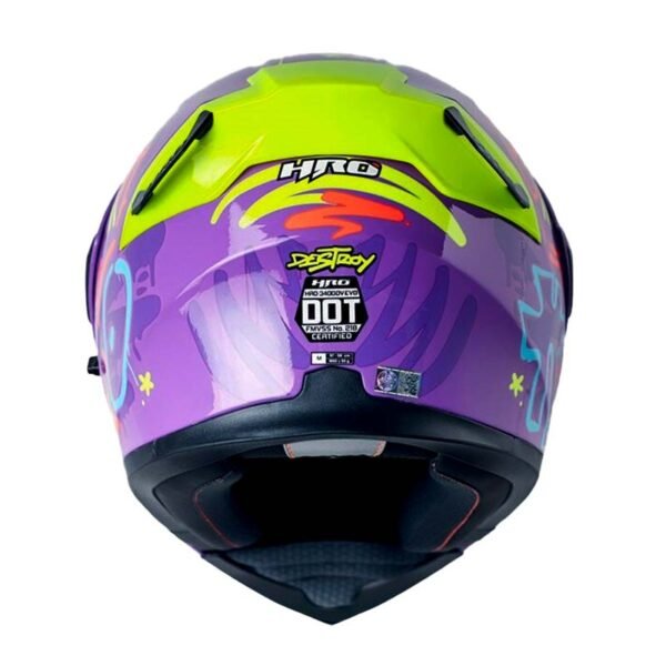 Casco Hro 3400Dv Evo Destroy Morado Amarillo Visor Iridium Morado