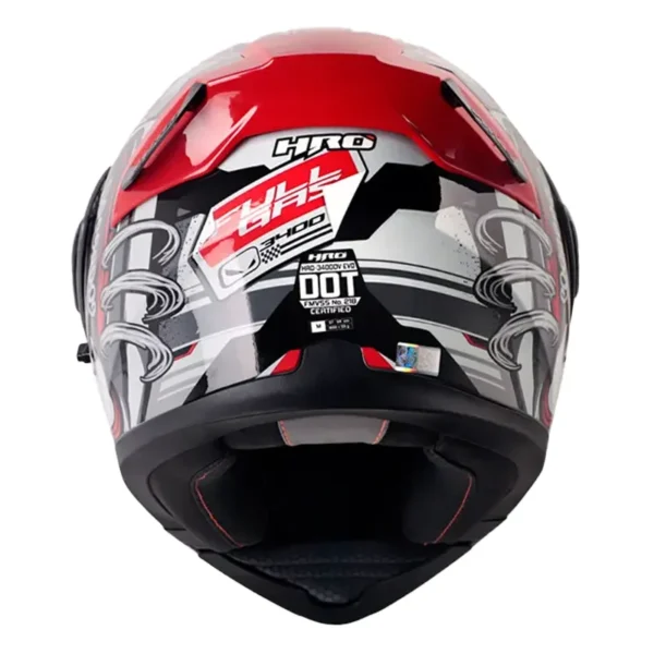 Casco Hro 3400Dv Evo Full Gas Gris Oscuro Rojo Visor Iridium Rojo
