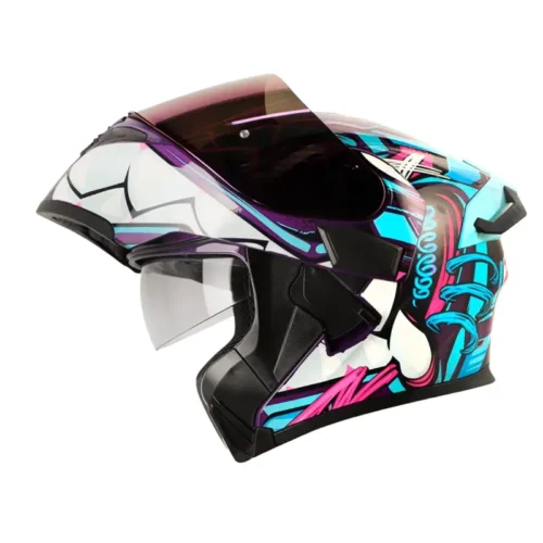 Casco Hro 3400Dv Evo Full Gas Morado Azul Visor Iridium Morado