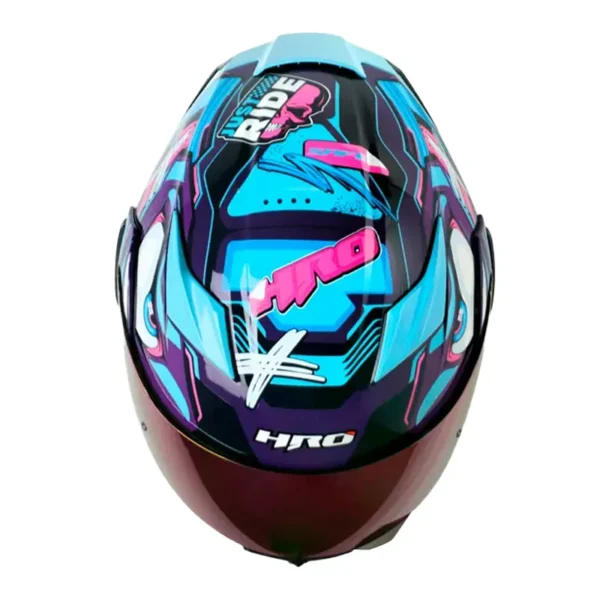 Casco Hro 3400Dv Evo Full Gas Morado Azul Visor Iridium Morado