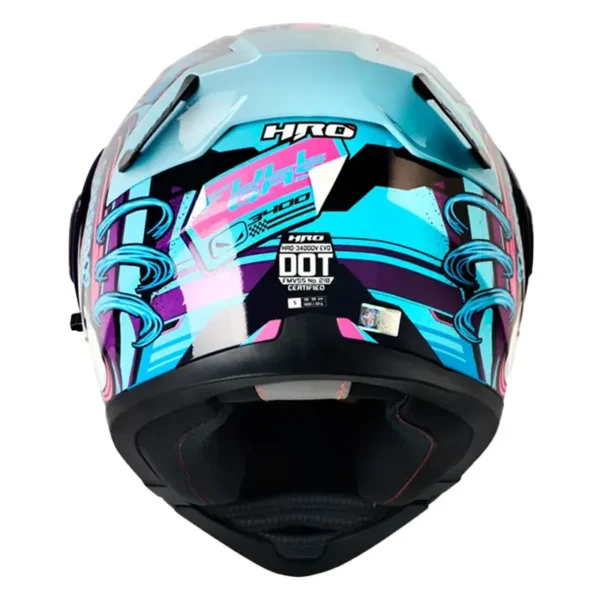 Casco Hro 3400Dv Evo Full Gas Morado Azul Visor Iridium Morado