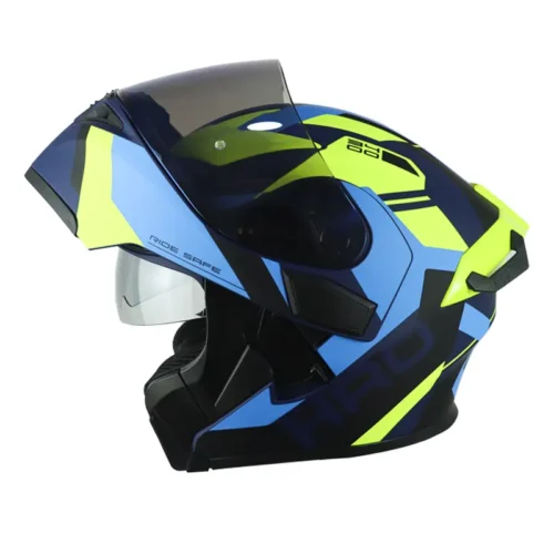 Casco Hro 3400Dv Evo Lou Azul Oscuro Amarillo Visor Iridium Azul