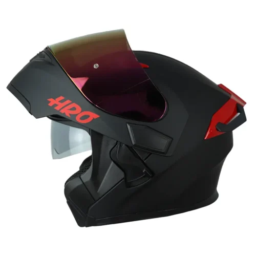 Casco Hro 3400Dv Evo Negro Rojo Visor Iridium Rojo