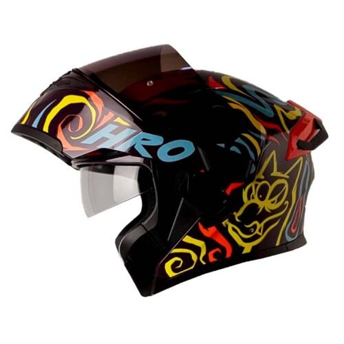 Casco Hro 3400Dv Evo Randomer Morado Naranja Visor Iridium Azul