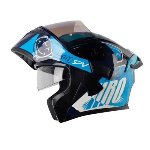 Casco Hro 3400Dv Evo Razor Azul Oscuro Visor Iridium Azul