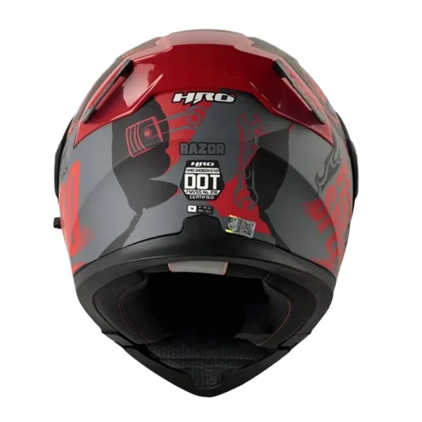 Casco Hro 3400Dv Evo Razor Gris Rojo Visor Iridium Rojo