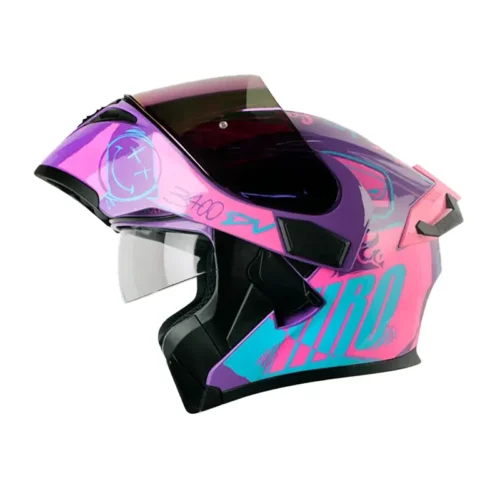 Casco Hro 3400Dv Evo Razor Morado Fucsia Visor Iridium Morado