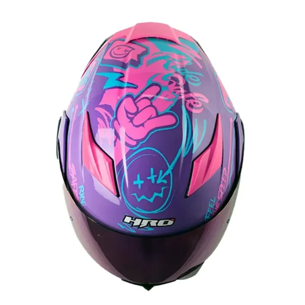 Casco Hro 3400Dv Evo Razor Morado Fucsia Visor Iridium Morado