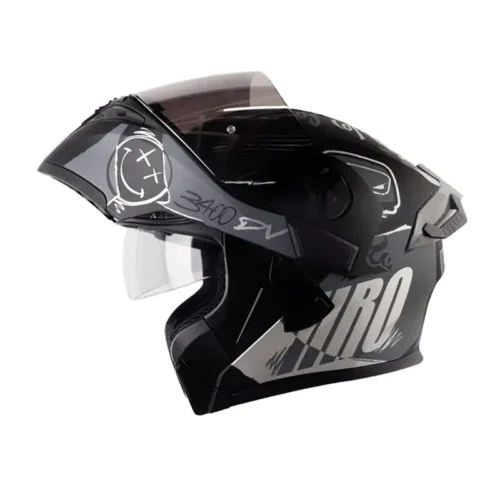 Casco Hro 3400Dv Evo Razor Negro Gris Visor Iridium Silver