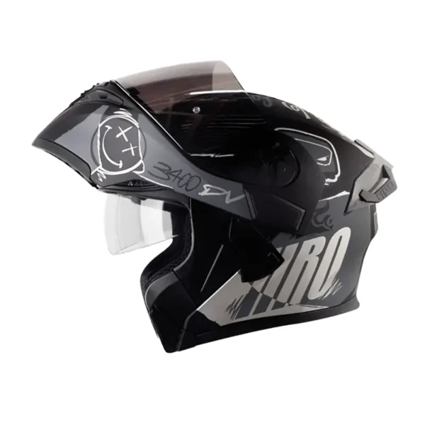 Casco Hro 3400Dv Evo Razor Negro Gris Visor Iridium Silver