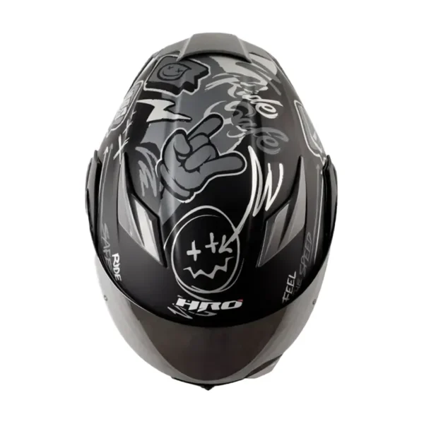 Casco Hro 3400Dv Evo Razor Negro Gris Visor Iridium Silver