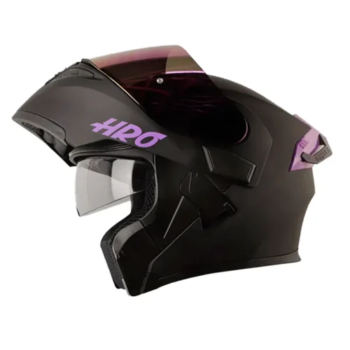 Casco Hro 3400Dv Evo Solid Negro Morado Visor Iridium Morado