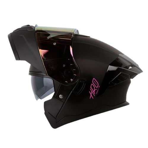 Casco Hro 3480Dv Evo Solid Negro Fucsia Visor Iridium Morado