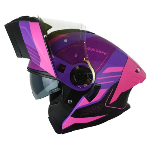 Casco Hro 3480dv Evo Rumble Morado Fucsia Visor Iridium Morado
