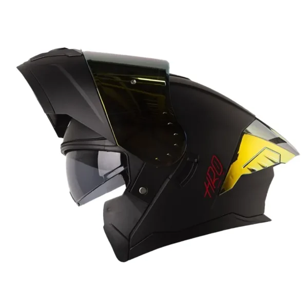 Casco Hro 3480dv Evo Solid Negro Rojo Visor Iridium Dorado