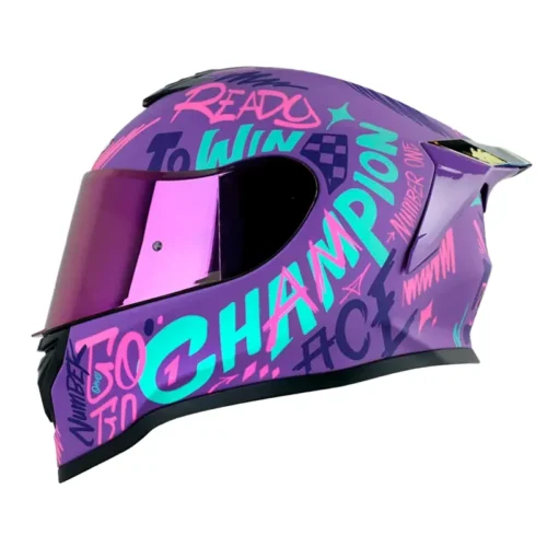 Casco Hro 506sp Champion Morado Fucsia Visor Iridium Morado