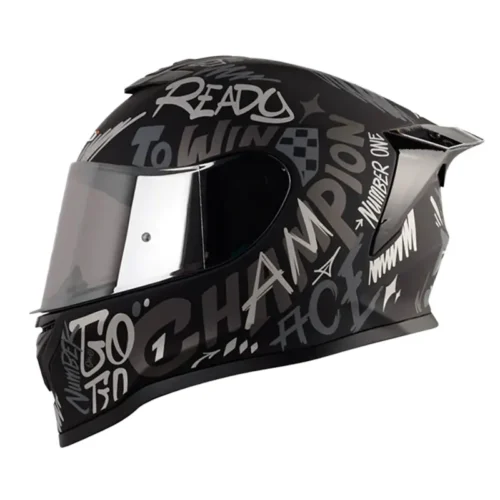 Casco Hro 506sp Champion Negro Silver Visor Iridium Silver