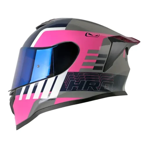 Casco Hro 506sp Crudo Gris Fucsia Visor Iridium Azul