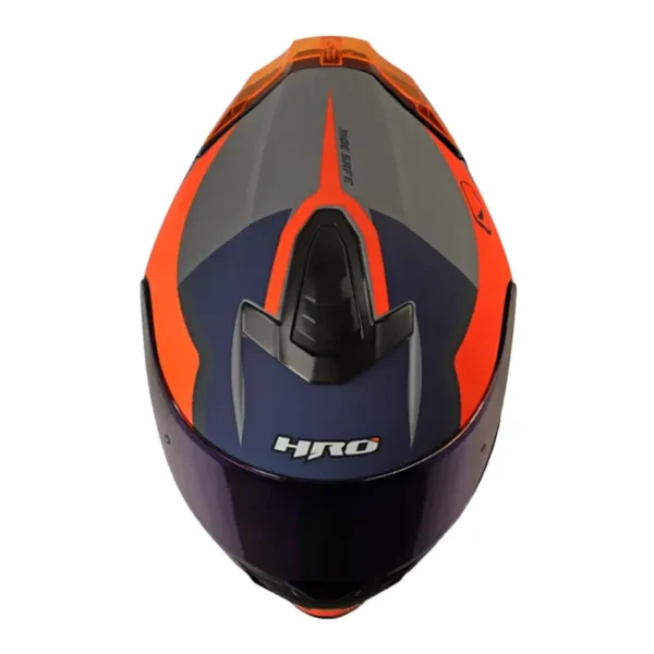 Casco Hro 506sp Crudo Gris Oscuro Naranja Visor Iridium Azul