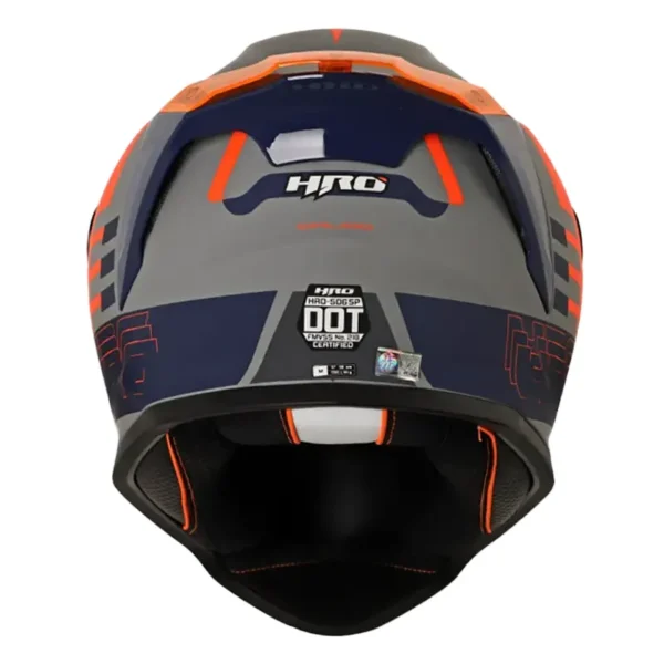 Casco Hro 506sp Crudo Gris Oscuro Naranja Visor Iridium Azul
