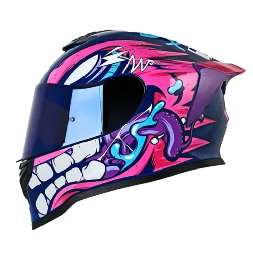 Casco Hro 506sp Mask Azul Oscuro Fucsia Visor Iridium Azul