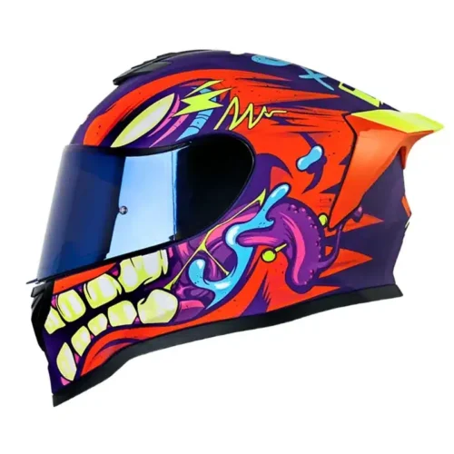 Casco Hro 506sp Mask Morado Naranja Neón Visor Iridium Azul