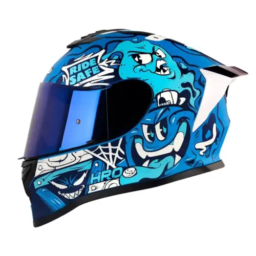 Casco Hro 506sp Mistery Azul Visor Iridium Azul