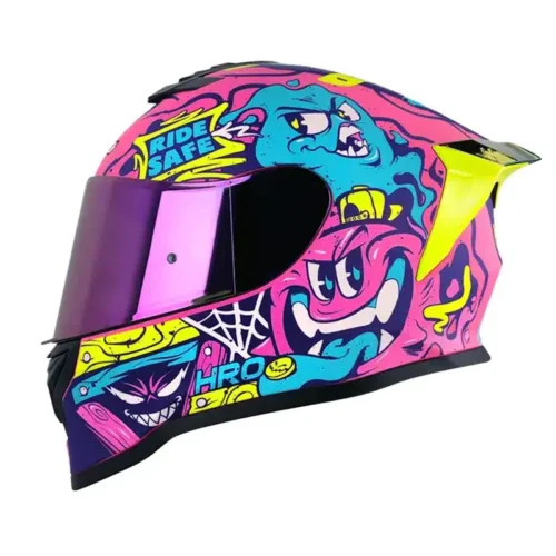 Casco Hro 506sp Mistery Fucsia Azul Visor Iridium Morado