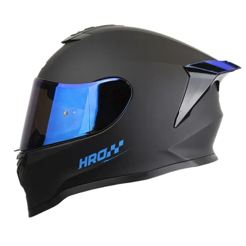 Casco Hro 506sp Solid Negro Azul Visor Iridium Azul