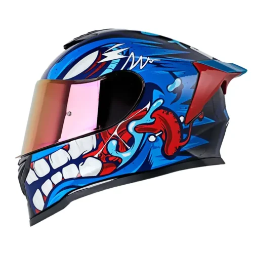 Casco Hro 506sp Mask Negro Azul Visor Iridium Rojo