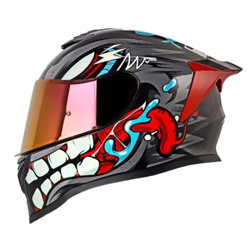 Casco Hro 506sp Mask Negro Gris Visor Iridium Rojo