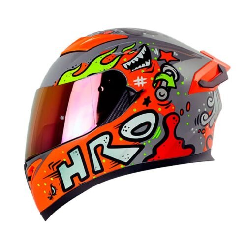 Casco Hro 514Dv Evo Funner Nardo Naranja Visor Iridium Rojo