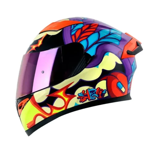 Casco Hro 514Dv Evo Hawardian Morado Naranja Visor Iridium Morado
