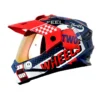 Casco Hro Mx-330Dv Bye Bye Azul Rojo Visor Iridium Rojo