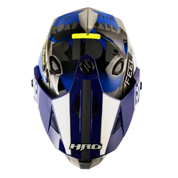 Casco Hro Mx-330Dv Bye Bye Gris Azul Visor Iridium Azul