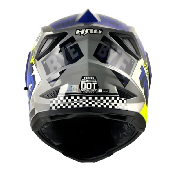 Casco Hro Mx-330Dv Bye Bye Gris Azul Visor Iridium Azul