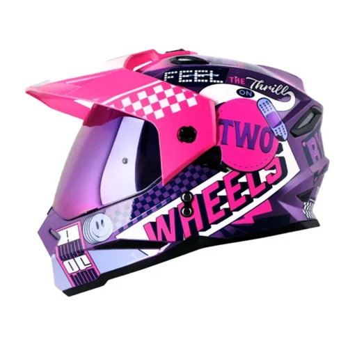 Casco Hro Mx-330Dv Bye Bye Morado Fucsia Visor Iridium Morado