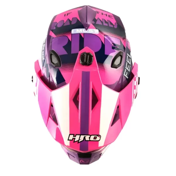 Casco Hro Mx-330Dv Bye Bye Morado Fucsia Visor Iridium Morado