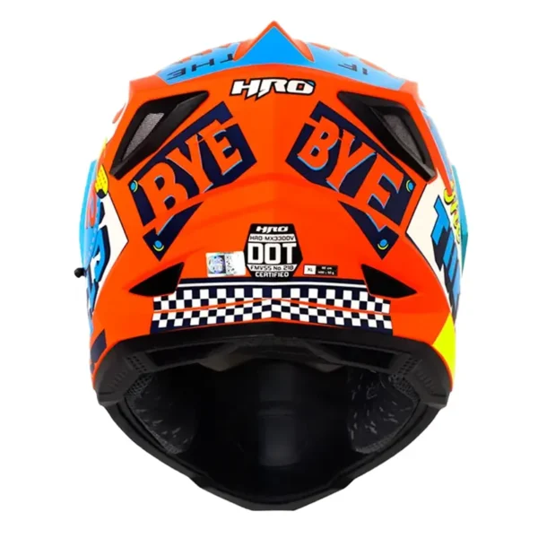 Casco Hro Mx-330Dv Bye Bye Naranja Azul Visor Iridium Rojo
