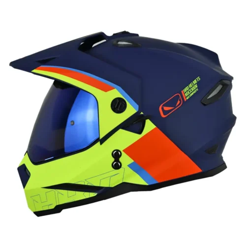 Casco Hro Mx-330Dv Downhill Azul Oscuro Naranja Visor Iridium Azul