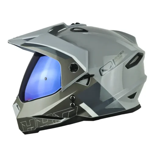 Casco Hro Mx-330Dv Downhill Gris Visor Iridium Azul