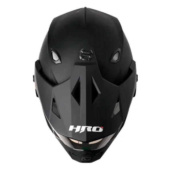 Casco Hro Mx-330Dv Solid Negro Gris Visor Iridium Silver